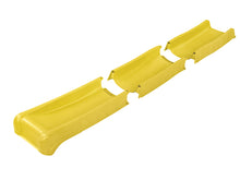 Load image into Gallery viewer, Yellow slide disassembled into three parts before assembly, on a white background