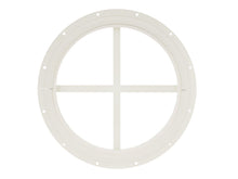 Load image into Gallery viewer, Round white window grille on a white background
