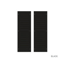 Load image into Gallery viewer, Two black shutters on a white background with 'BLACK' text at the bottom.