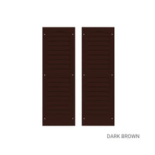 Load image into Gallery viewer, Two dark brown wooden shutters on a white background with 'Dark Brown' label.