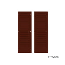 Load image into Gallery viewer, Two redwood-colored shutters on a white background