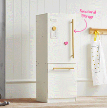 Load image into Gallery viewer, Video of white children's toy refrigerator