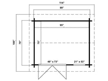 Load image into Gallery viewer, Playhouse 8x7 Solo Hub Floor Plan with measurements
