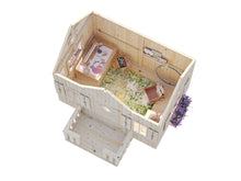 Load image into Gallery viewer, Top-down view of DIY Little Residence playhouse layout with craft area and front porch by WholeWoodPlayhouses