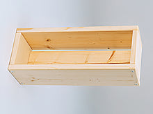 Load image into Gallery viewer, Wooden unfinished flower box on a light gray background