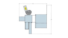 Load image into Gallery viewer, Blueprint diagram for the foundation layout of the 'Prince' playhouse by Whole Wood Playhouses. The plan includes labeled sections for the playhouse, terrace, platform, slide, stairs, and climbing wall, with detailed measurements in inches. By WholeWoodPl