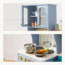 Load image into Gallery viewer, Blue kitchen cabinet and stove with cooking utensils and ingredients on a white background