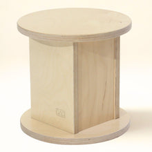 Load image into Gallery viewer, Wooden stool with a round top and cylindrical base on a white background