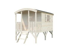 Load image into Gallery viewer, Kids Playhouse DIY Kit Little Bungalow on stilts with white background by WholeWoodPlayhouses