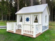 Load image into Gallery viewer, Kids Wooden Playhouse Cornflower from the right by WholeWoodPlayhouses