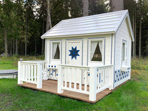 Kids Wooden Playhouse Cornflower from the right by WholeWoodPlayhouses