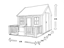 Load image into Gallery viewer, Kids Playhouse Blackbird outside plan with measures by WholeWoodPlayhouses
