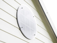 Load image into Gallery viewer, Close up of the round top Window of Kids Outdoor Playhouse Arctic Auk by WholeWoodPlayhouses