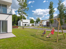 Load image into Gallery viewer, Kids swing on swing set Mathias produced by WholeWoodPlayhouses
