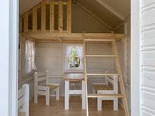 Load image into Gallery viewer, White Painted Interior Of Childrens Wooden Playhouse Kids Cave, Loft and Kids Furniture By WholeWoodPlayhouses