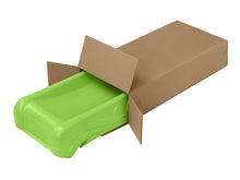 Load image into Gallery viewer, Bright green three-piece kids slide partly packed in an open cardboard box, showing it ready for assembly or outdoor play.
