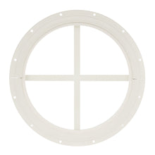 Load image into Gallery viewer, Round white window grille on a white background

