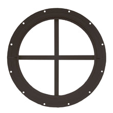 Load image into Gallery viewer, Round metal window with four quadrants on a white background
