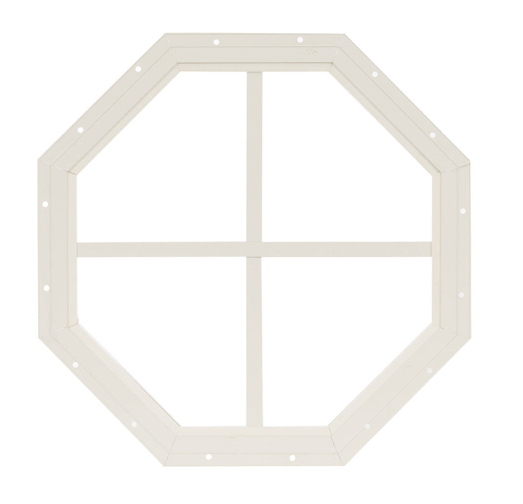 Octagonal window with white frame on a white background