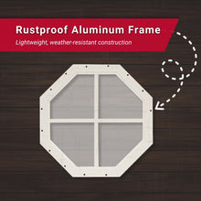 Load image into Gallery viewer, Octagonal window frame with rustproof aluminum construction on a wooden background
