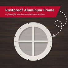 Load image into Gallery viewer, Round window with rustproof aluminum frame on a wooden background
