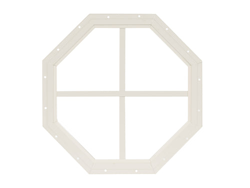 Octagonal window with white frame on a white background