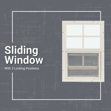 Load image into Gallery viewer, Sliding window with text on a textured gray background
