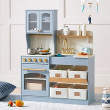 Load image into Gallery viewer, Tiny Land® Pretend Play Kitchen for Kids - Serenity Wooden Kitchen – Blue

