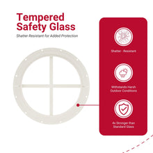 Load image into Gallery viewer, Tempered safety glass with features listed on a red card on a white background
