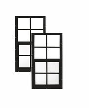 Load image into Gallery viewer, Two black window frames with grid pattern on a white background
