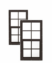 Load image into Gallery viewer, Two black framed windows with grid patterns on a white background
