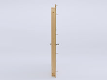 Load image into Gallery viewer, Side profile of wooden playhouse door with visible metal handle and assembly bolts, ready for installation
