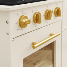 Load image into Gallery viewer, White oven with gold knobs and handle
