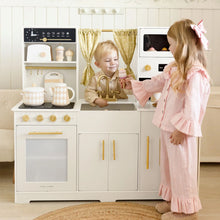 Load image into Gallery viewer, Two children playing with a toy kitchen set in a room.
