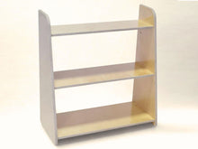 Load image into Gallery viewer, Natural wood color  bookshelf with three shelves on a white background
