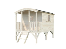 Load image into Gallery viewer, Kids Playhouse DIY Kit Little Bungalow on stilts with white background by WholeWoodPlayhouses
